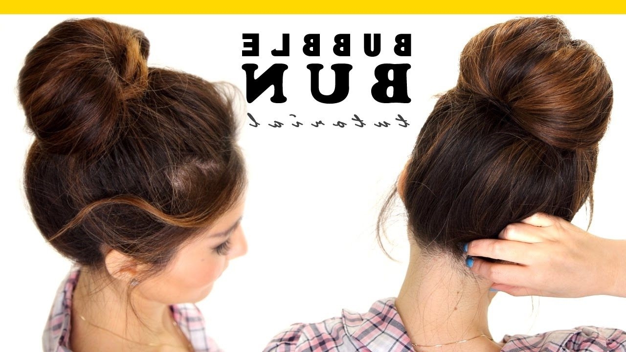high buns for long hair 2-minute bubble bun hairstyle | easy