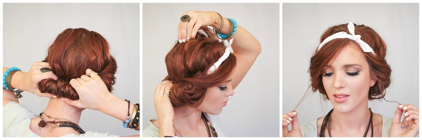 the freckled fox: festival hair week: easy headscarf roll