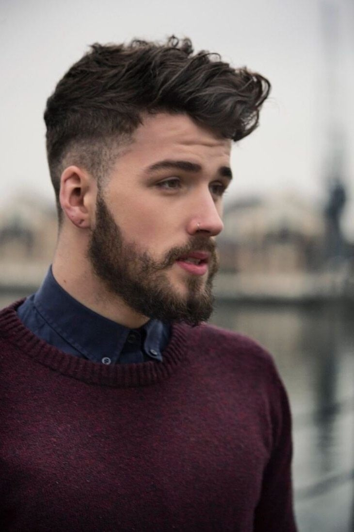 undercut hairstyle with beard for round face | fade haircut