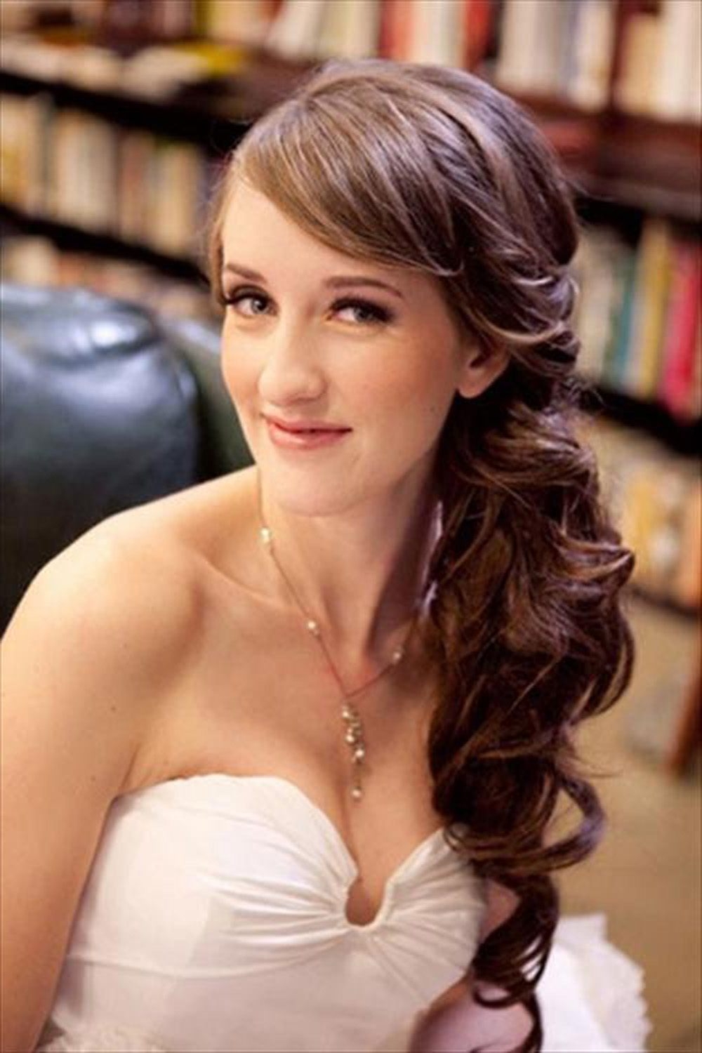 wedding hairstyles ideas side ponytail long thick wavy hair for